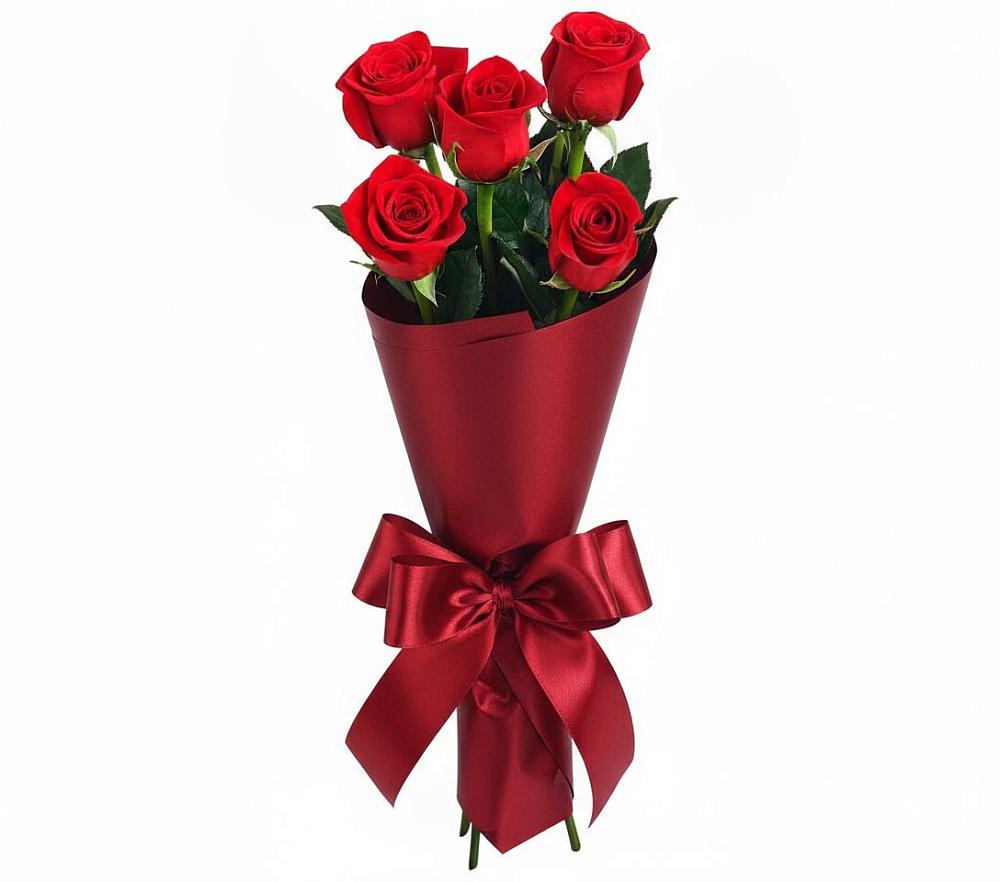 Букет 5 Красных роз Эдлесс Лав в Старовеличковской