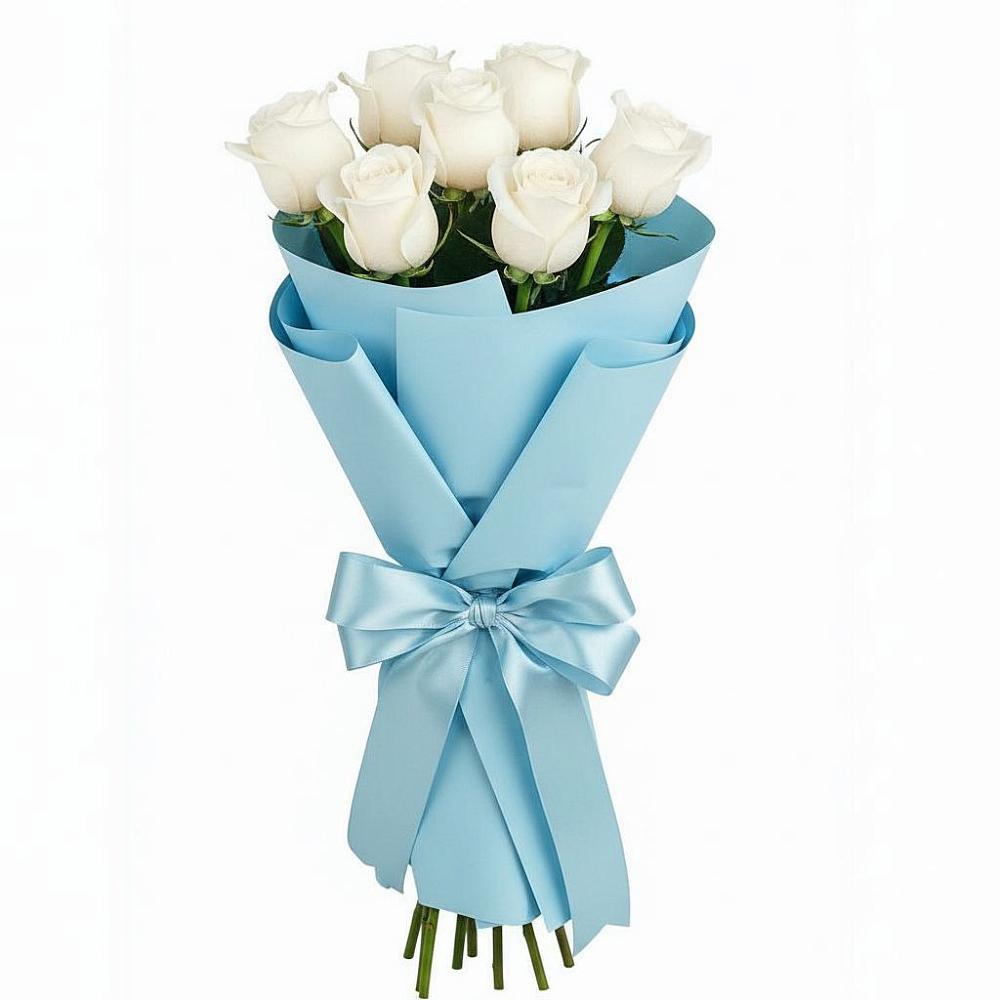 Букет 7 белых роз Проуд в Старовеличковской