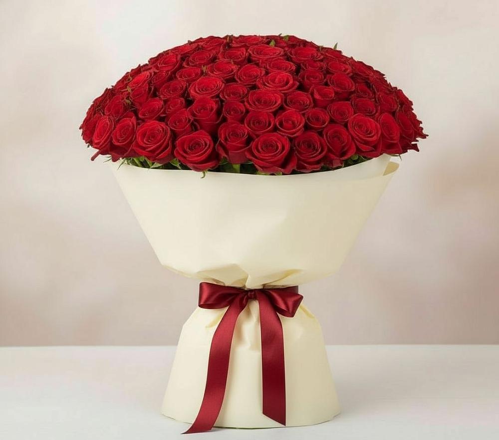 Букет 101 Красная роза Милано в Старовеличковской