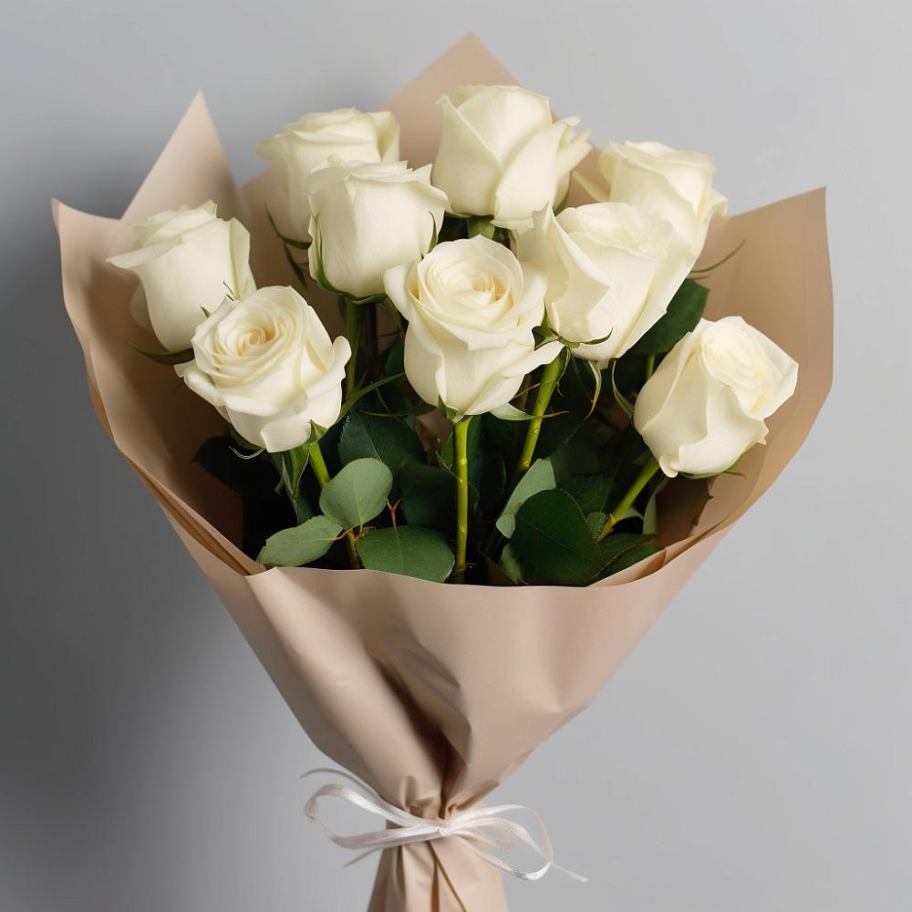 Букет 9 Белых роз Эдлесс Лав в Старовеличковской