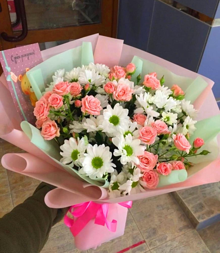 Букет цветов из: Розы и Хризантемы в Старовеличковской