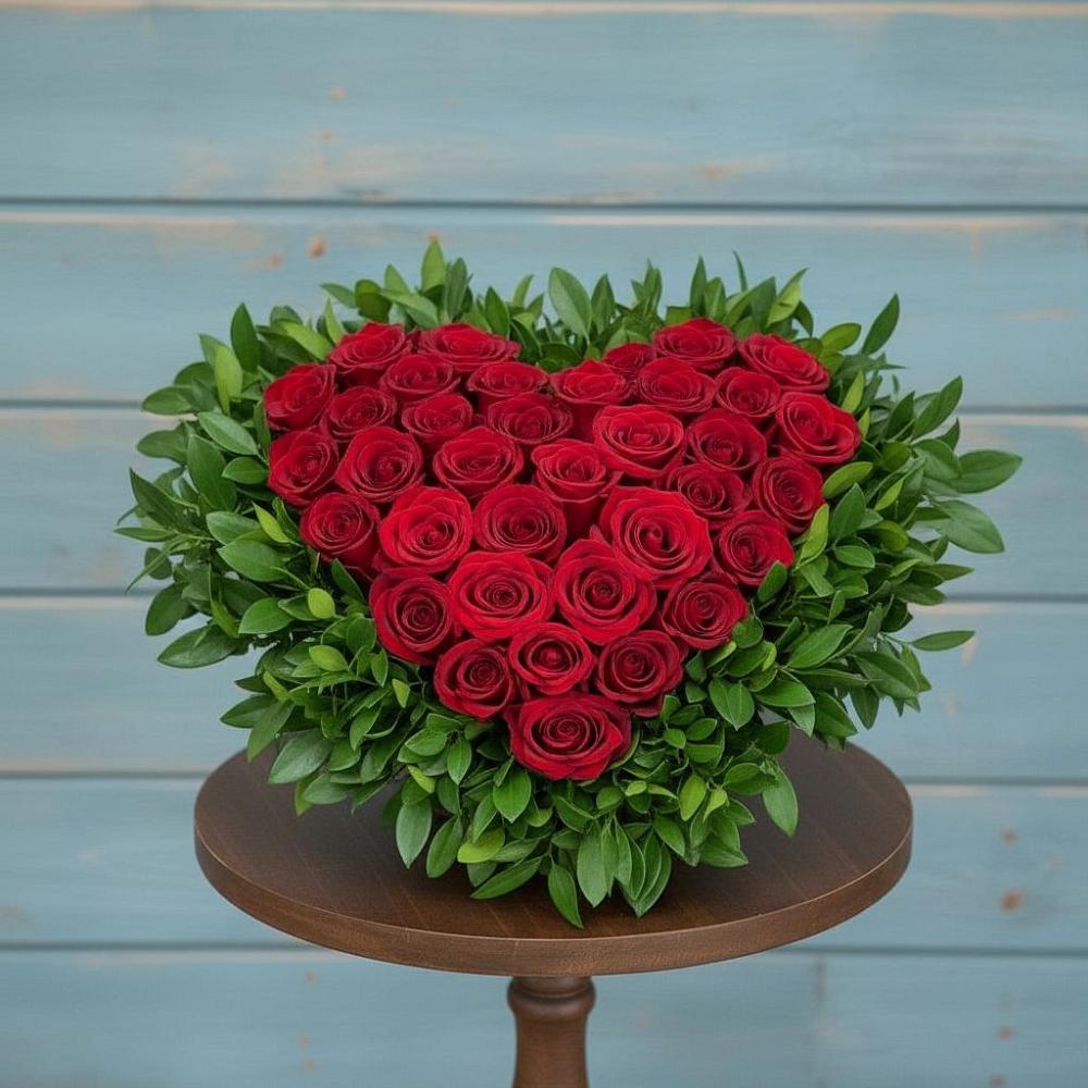 Цветочная композиция из Розы в виде сердца в Старовеличковской