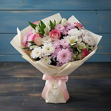 Букет цветов из:  Хризантемы, Альстромерии и Розы в Старовеличковской