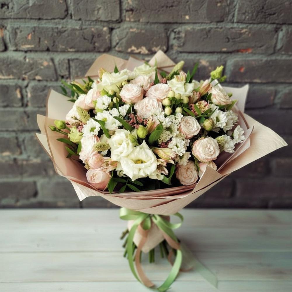 Букет цветов из: Альстромерии, Розы и Хризантемы в Старовеличковской