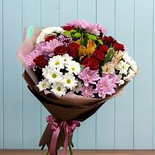 Букет цветов из:  Розы, Хризантемы и Альстромерии в Старовеличковской