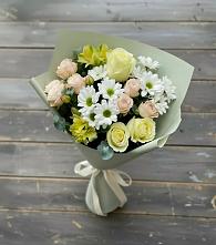 Букет цветов из:  Альстромерии, Розы и Хризантемы в Старовеличковской