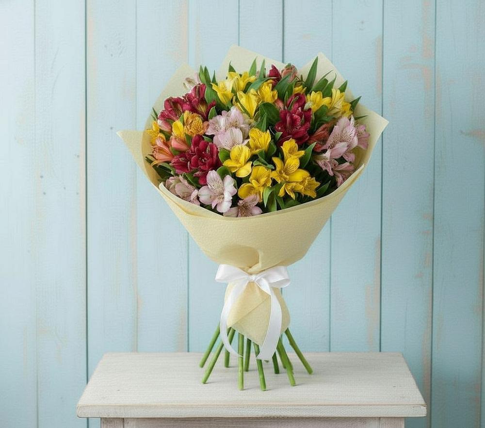 Букет цветов из: Альстромерии в Старовеличковской