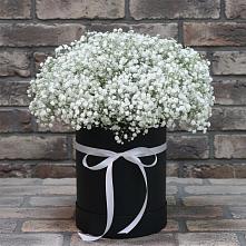 Цветочная композиция из Гипсофила в шляпной коробке в Старовеличковской