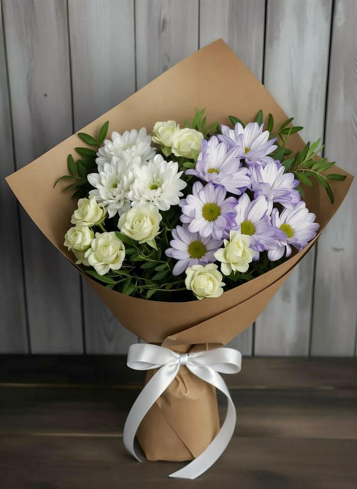 Букет цветов из: Хризантемы и Розы в Старовеличковской